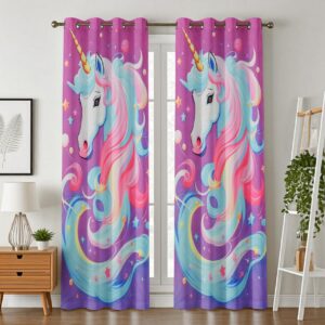 Jannie Crafts Kids Room 7 feet Unicorn  Curtains Pack of 2