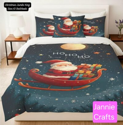 Jannie Crafts 7D Christmas Theme Santa On Boat  Bedsheet