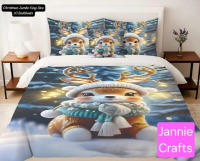 Jannie Crafts 7D Christmas Horn Theme Based Bedsheet